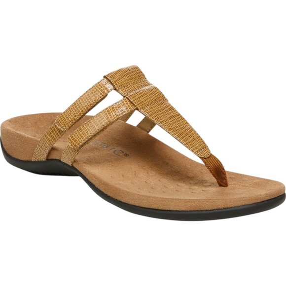 Vionic Elvia Adjustable Slip-on Orthotic Faux Leather Sandal - Toffee - 11 - Picture 1 of 11